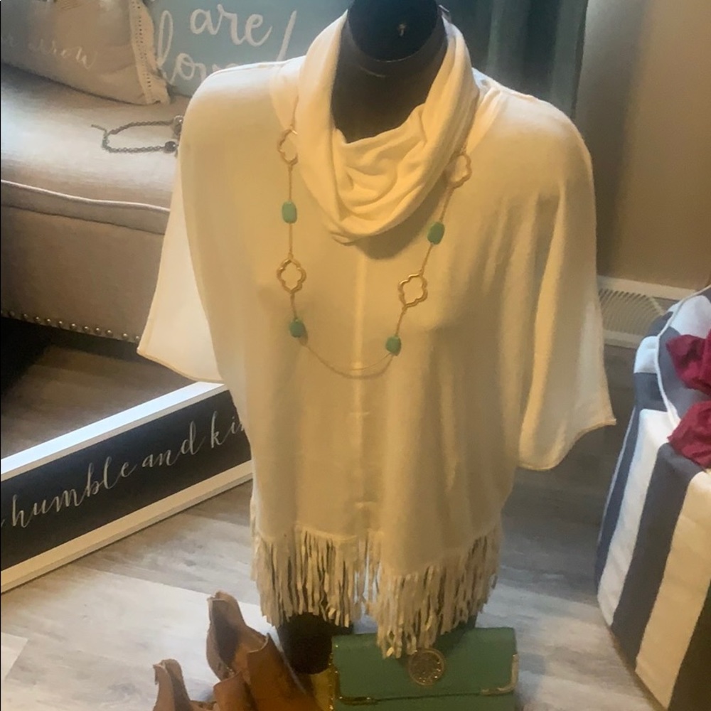 Terre Bleue tunic with suede fringe